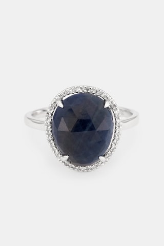 Ring Bermudes Nouvelles - Witgoud, Diamanten en Saffier
