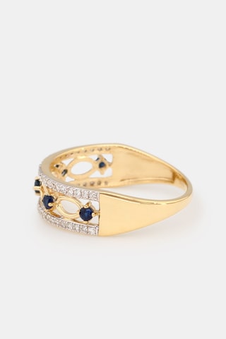 Ring Saphire Crown - Geelgoud, Diamanten en Saffieren
