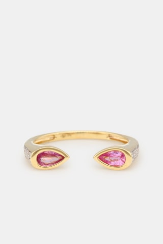 Ring Zya - Geelgoud, roze saffieren en Diamanten