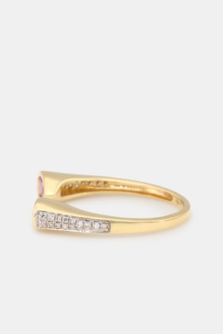 Ring Zya - Geelgoud, roze saffieren en Diamanten