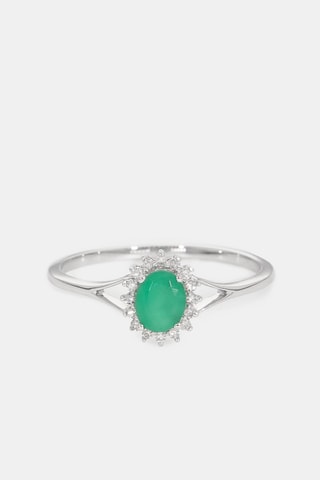 Ring Hestia - Witgoud, Diamanten en Smaragd
