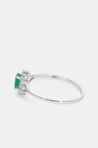 Ring Hestia - Witgoud, Diamanten en Smaragd