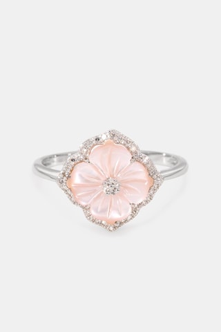 Ring Troene - Witgoud, Diamanten en Parelmoer
