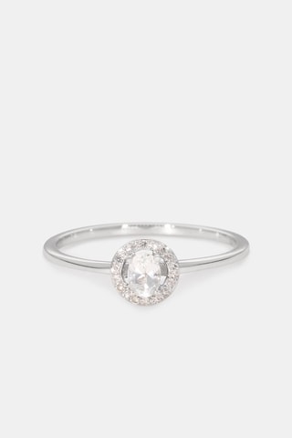 Ring Solitaire Topaze - Witgoud, Diamanten en Topaas