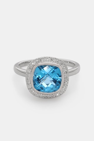 Ring Antique- Witgoud, Diamanten en Topaas