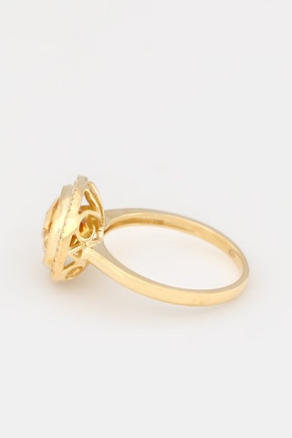 Ring Antique Stone - Geelgoud, Diamanten en Citrien