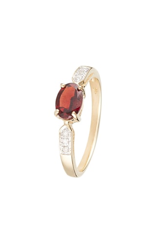 Ring Grenade  Geelgoud, Diamanten en Granaat