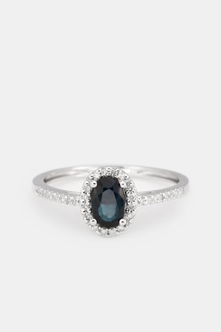 Ring Royal Blue- Witgoud, Diamanten en Saffier