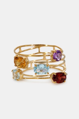 Ring Eclat de Couleurs- Geelgoud, Topazen, Amethist, granaat en citrien