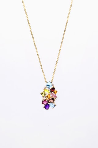 Hanger Eléa - Geelgoud, Diamanten, Topazen, citrienen, peridoten, Granaten, Saffier, amethist en rookkwarts