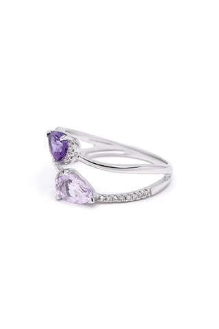Bague Lauriane - Or blanc, diamants et améthystes