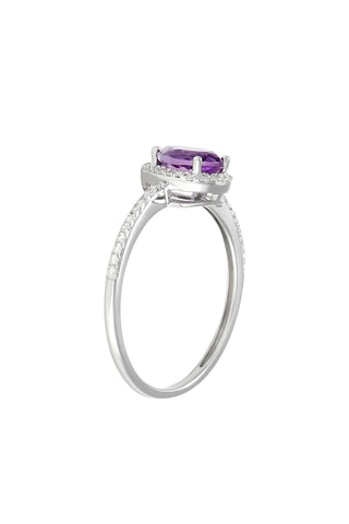 Ring Tyana - Witgoud, Diamanten en Amethist