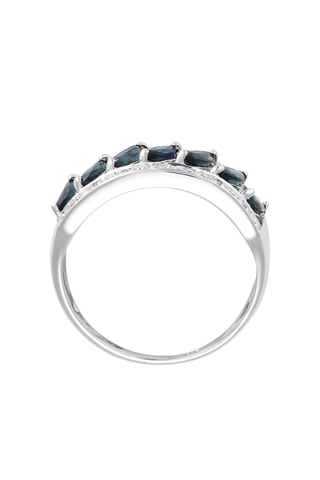 Ring Diagonal - Witgoud, Diamanten en Saffieren