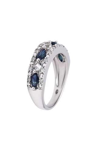 Ring Wesleya - Witgoud, Diamanten en Saffieren