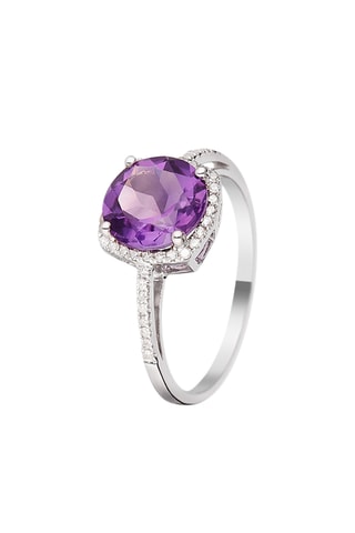Ring Popi- Witgoud, Diamanten en Amethist