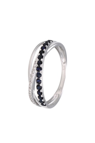 Ring Cordelia Witgoud, Diamanten en Saffieren