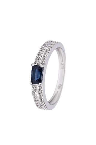 Ring Dia Witgoud, Diamanten en Saffier