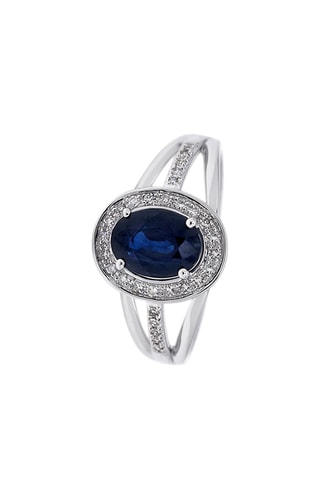 RingCornelia - Witgoud, Diamanten en Saffier