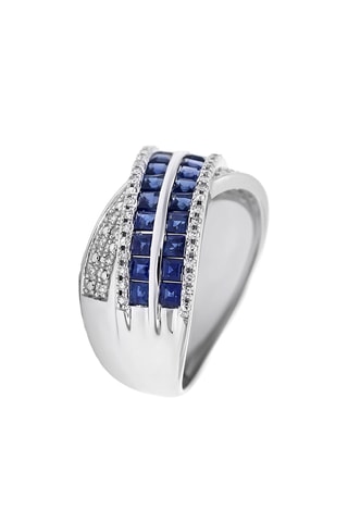 Ring Malopa - Witgoud, Diamanten en Saffieren