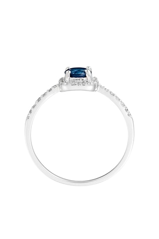 Ring Solitaire Bleu- Witgoud, Diamanten en Saffier