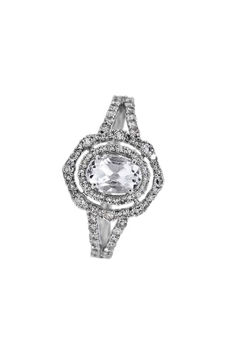 Ring Lycoris - Witgoud, Diamanten en Topaas