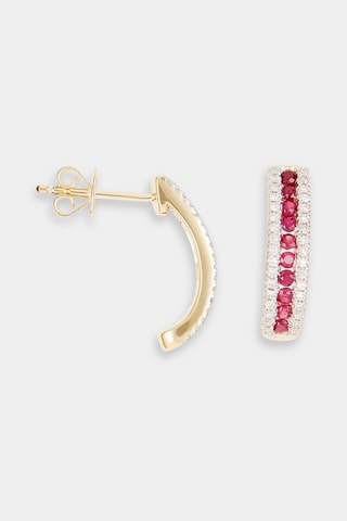Oorbellen Aeria- Geelgoud, Diamanten en Robijnen