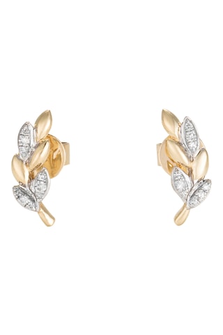 Oorbellen Lauriers Geelgoud en Diamanten