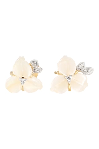 Oorbellen Tradescantia - Geelgoud, Diamanten en Parelmoer