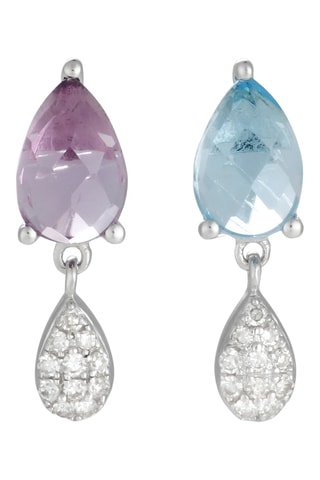 Oorbellen  Elise - Witgoud, Diamanten, Amethist en Topaas