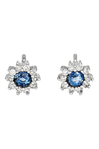 Oorbellen Marguerite Saphir - Witgoud, Diamanten en Saffieren