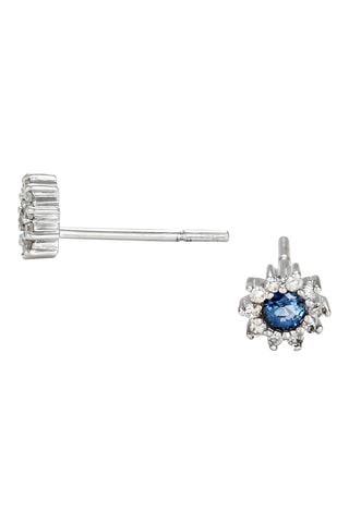 Oorbellen Marguerite Saphir - Witgoud, Diamanten en Saffieren
