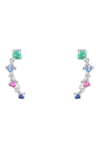 Oorbellen Colorful - Witgoud, Saffieren, Robijnen, smaragden en diamanten