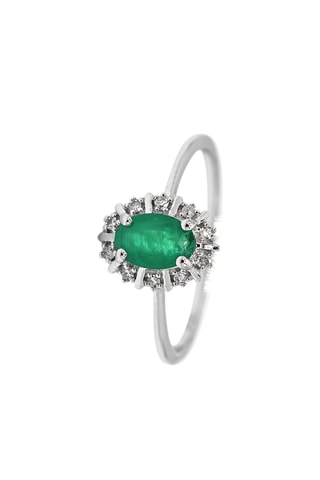 Ring Douce Nuit- Witgoud, Diamanten en Smaragd