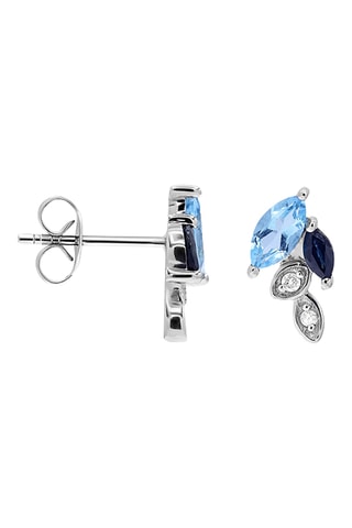 Oorbellen Witgoud, Diamanten en Saffieren
