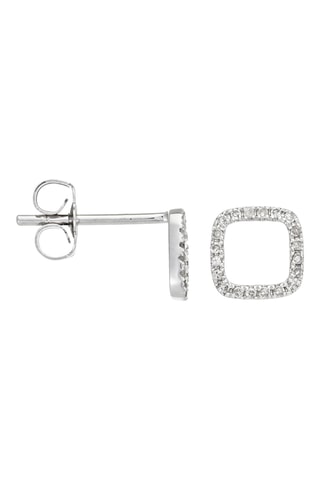 Oorbellen Openwork square - Witgoud en Diamanten