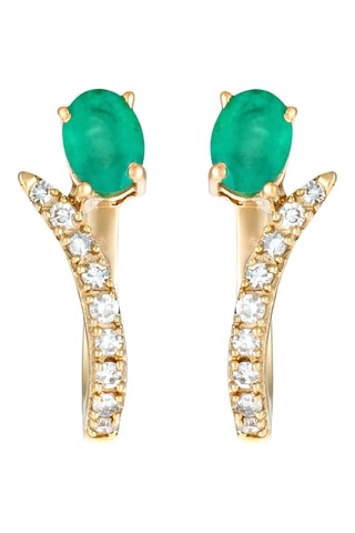 Oorbellen Belle Emeraude - Geelgoud, Diamanten en Smaragden