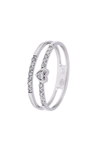Ring Mini Cœur- Witgoud en Diamanten
