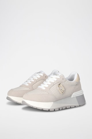 Zapatillas de nobuk con plataforma Amazing - Blanco, beige y gris