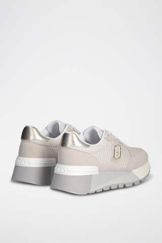 Zapatillas de nobuk con plataforma Amazing - Blanco, beige y gris