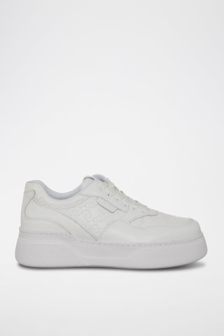 Zapatillas de piel de toro con plataforma Tami - Blanco