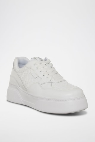Zapatillas de piel de toro con plataforma Tami - Blanco