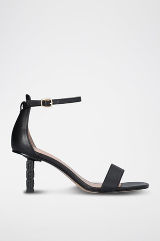 Sandalias de piel de tacón - Negro