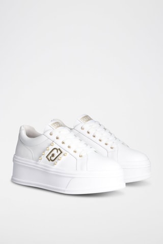 Zapatillas de piel con plataforma - Blanco