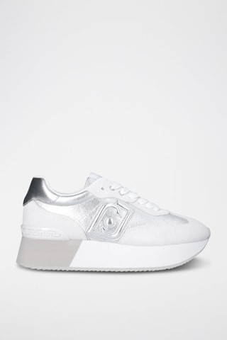 Zapatillas de nobuk con plataforma Dreamy - Blanco y plateado
