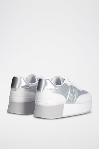 Zapatillas de nobuk con plataforma Dreamy - Blanco y plateado