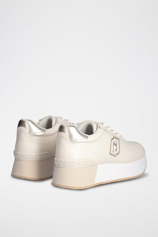 Zapatillas de piel con plataforma Dreamy - Blanco y dorado