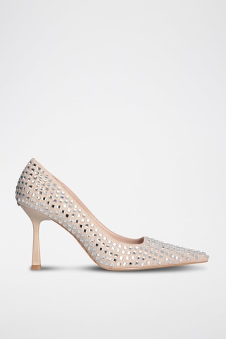 Zapatos de piel caprina de tacón - Blanco y beige