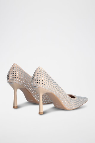 Zapatos de piel caprina de tacón - Blanco y beige