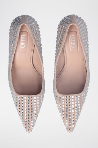 Zapatos de piel caprina de tacón - Blanco y beige