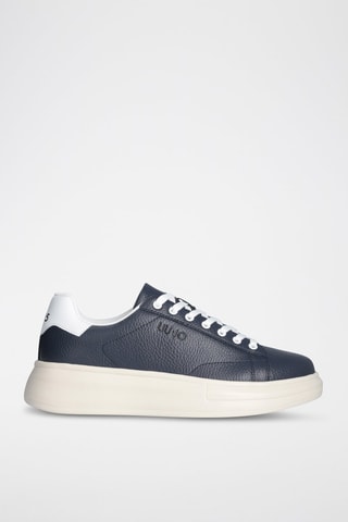 Zapatillas de piel - Blanco, beige y azul